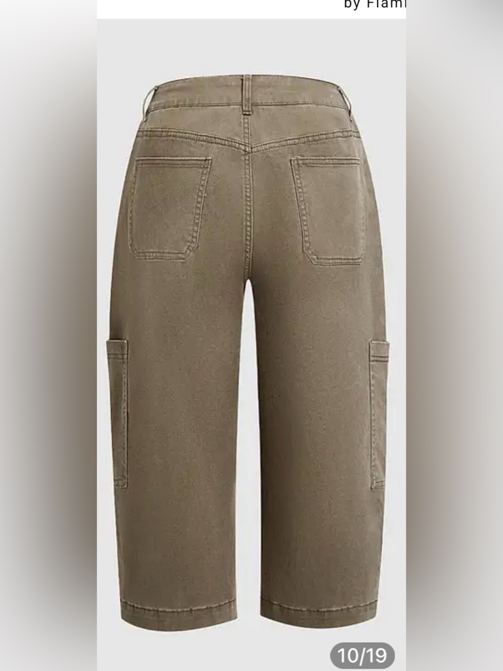 Flamingals Patch Pocket Seam Front Mid Rise Barrel Leg Capri Pants - Picture 6 of 14